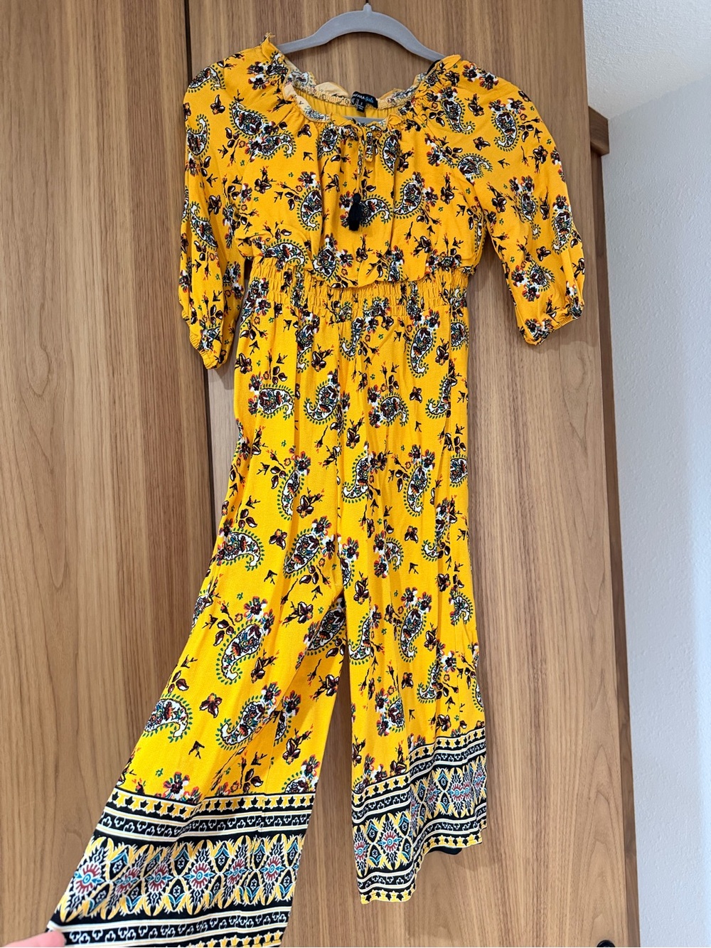 Yellow Paisley Printed girl’s Jumpsuit